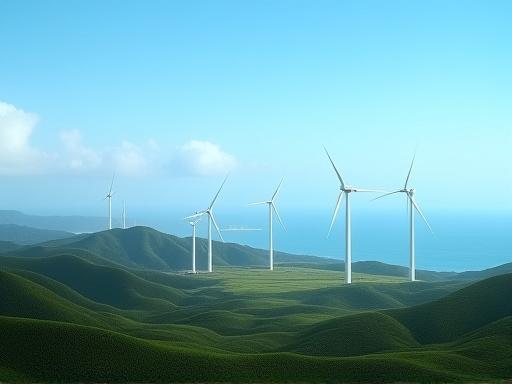 제주도의 해안 풍력 발전기 단지